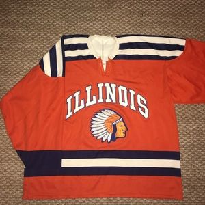 Vintage Illinois Chief Illini hockey jersey.